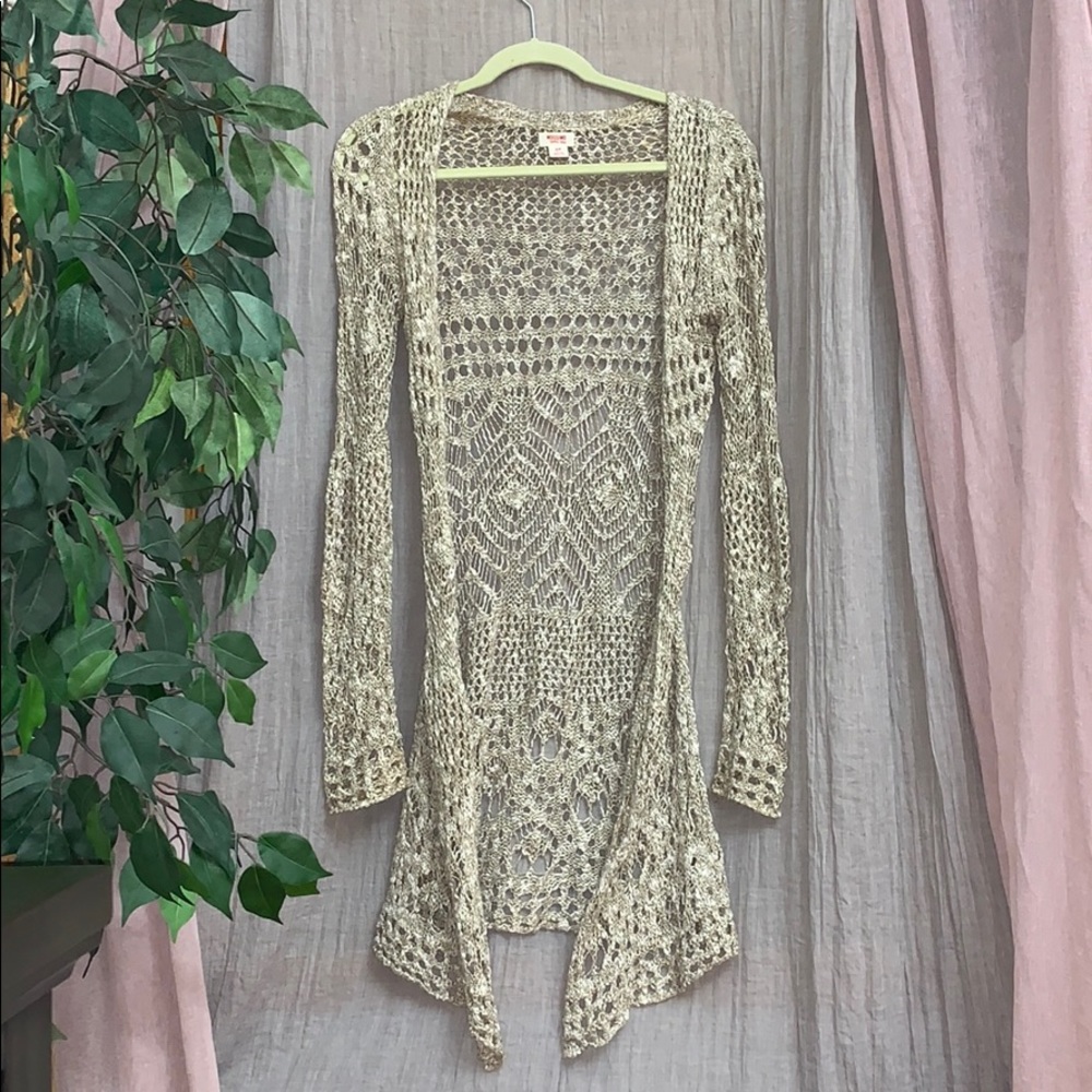 Crochète cream beige pattern cardigan